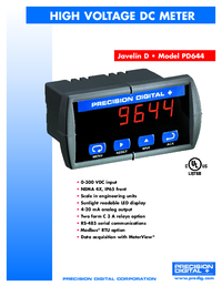 Thumbnail of document Data Sheet - PD644 Javelin D High-Voltage DC Digital Panel Meter
